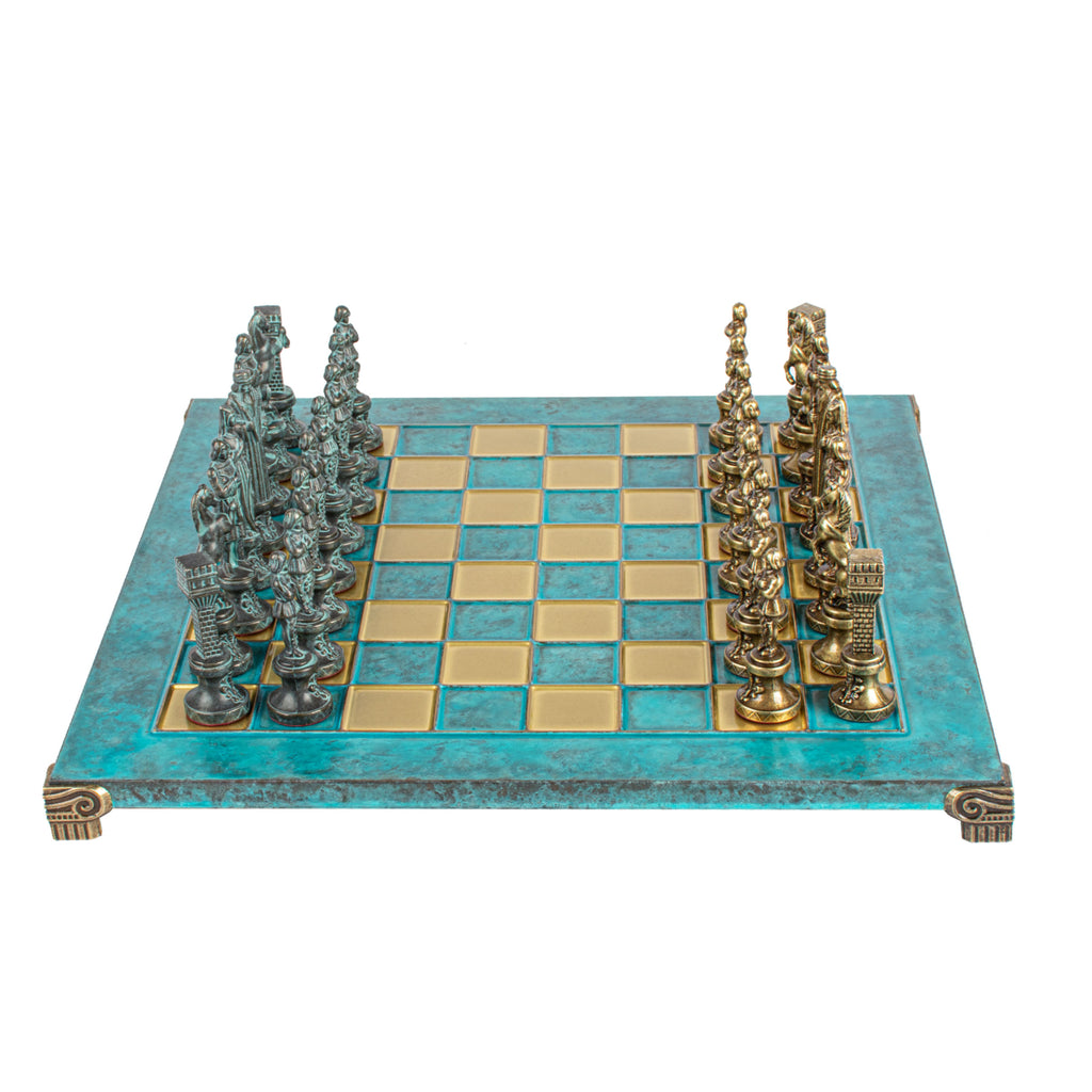 Renaissance Metal Chess Set With 36cm Chessboard Manopoulos Manopoulos