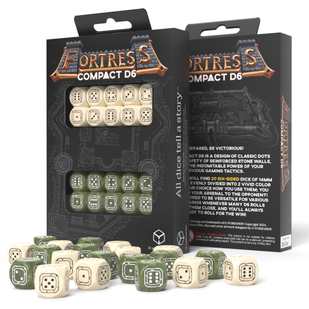 Fortress Compact D6 Beige & Olive Dice Set Q-workshop Q-Workshop