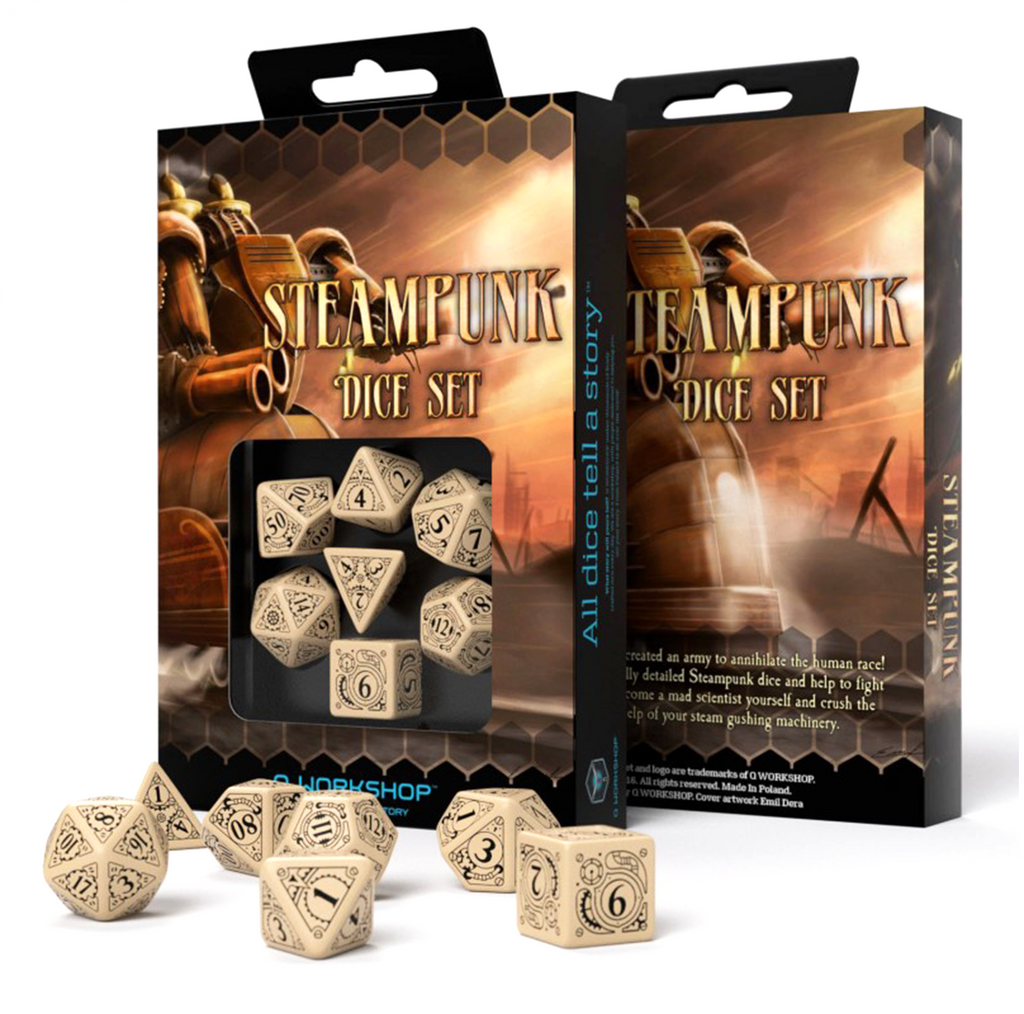 Steampunk Dice Set beige and black Q-Workshop