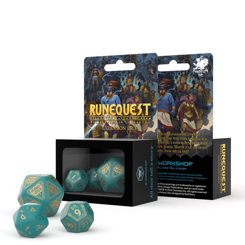 Runequest Dice set turquoise and gold expansion Q-Workshop