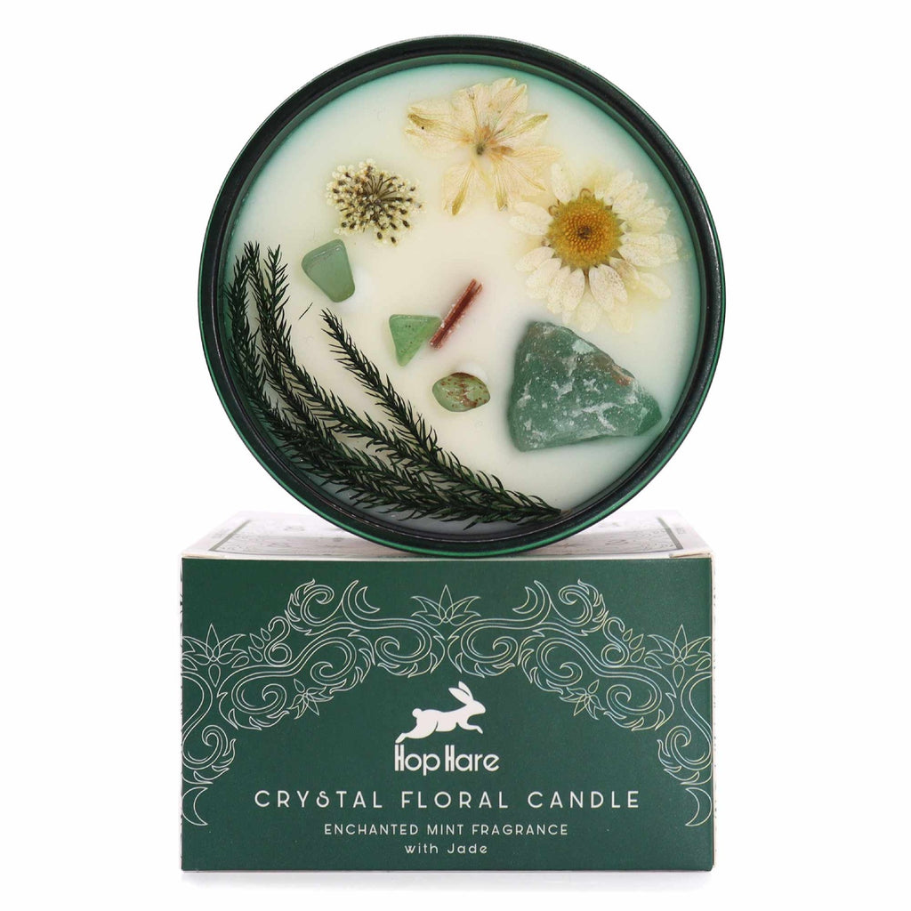 Crystal Floral Candle - The Magician (Enchanted Mint) Hop Hare Hop Hare
