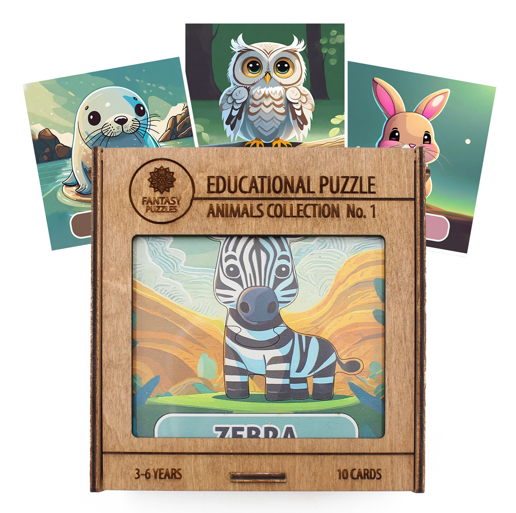Educational Puzzle Wooden Cards Animals Collection No. 1 (EN) Fantasy Puzzles Fantasy Puzzles