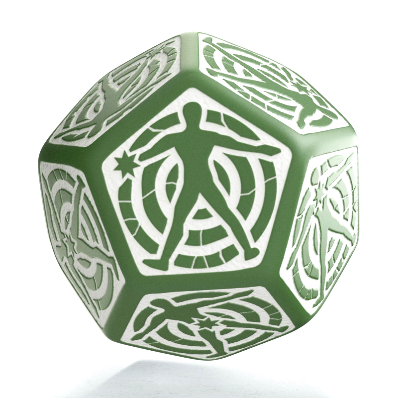 D12 Hit Location Dice green and white Q-Workshop