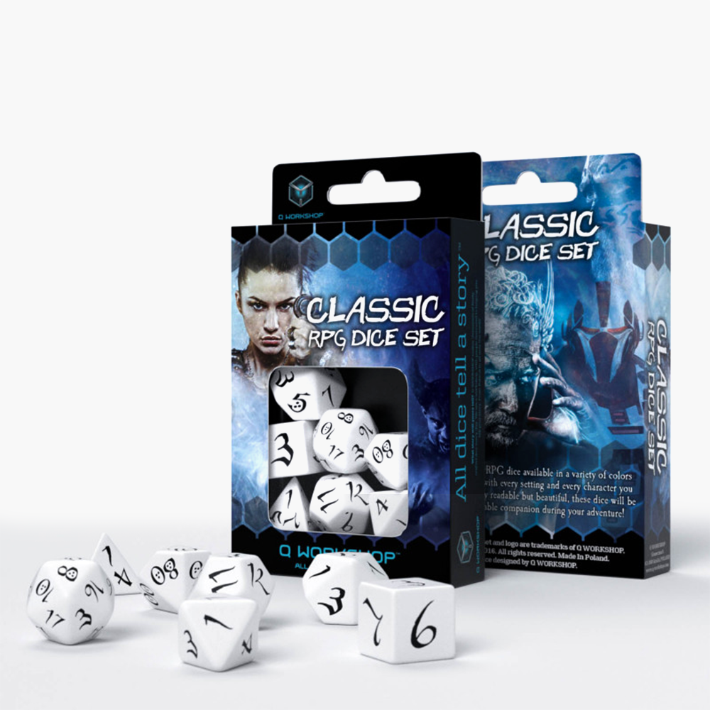 Classic RPG Dice Set white and black Q-Workshop