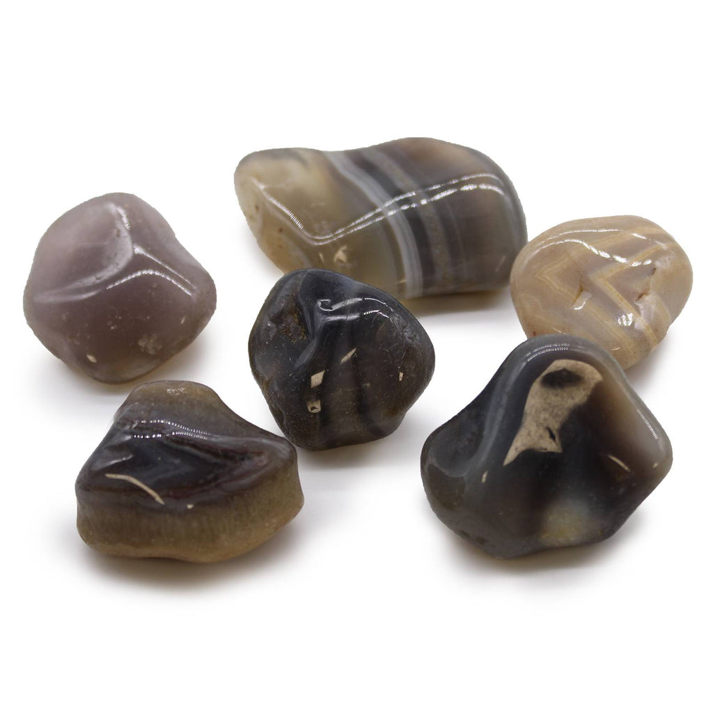 Large African Tumble Stones (6x) Grey Agate - Botswana Ancient Wisdom Ancient Wisdom