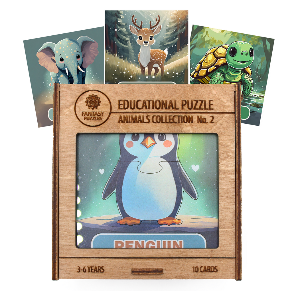 Educational Puzzle Wooden Cards Animals Collection No. 2 (EN) Fantasy Puzzles Fantasy Puzzles