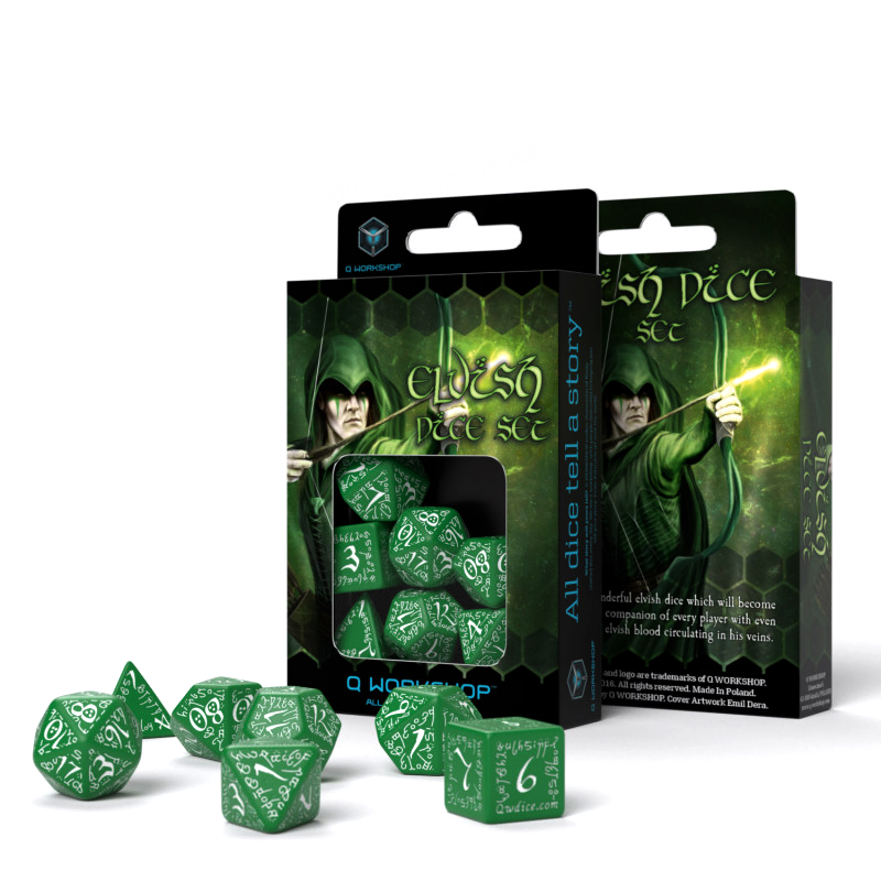 Elvish Dice Set green and white Q-Workshop