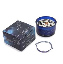 Zodiac Crystal Candle with Gemstone Bracelet - Sagittarius Ancient Wisdom Ancient Wisdom